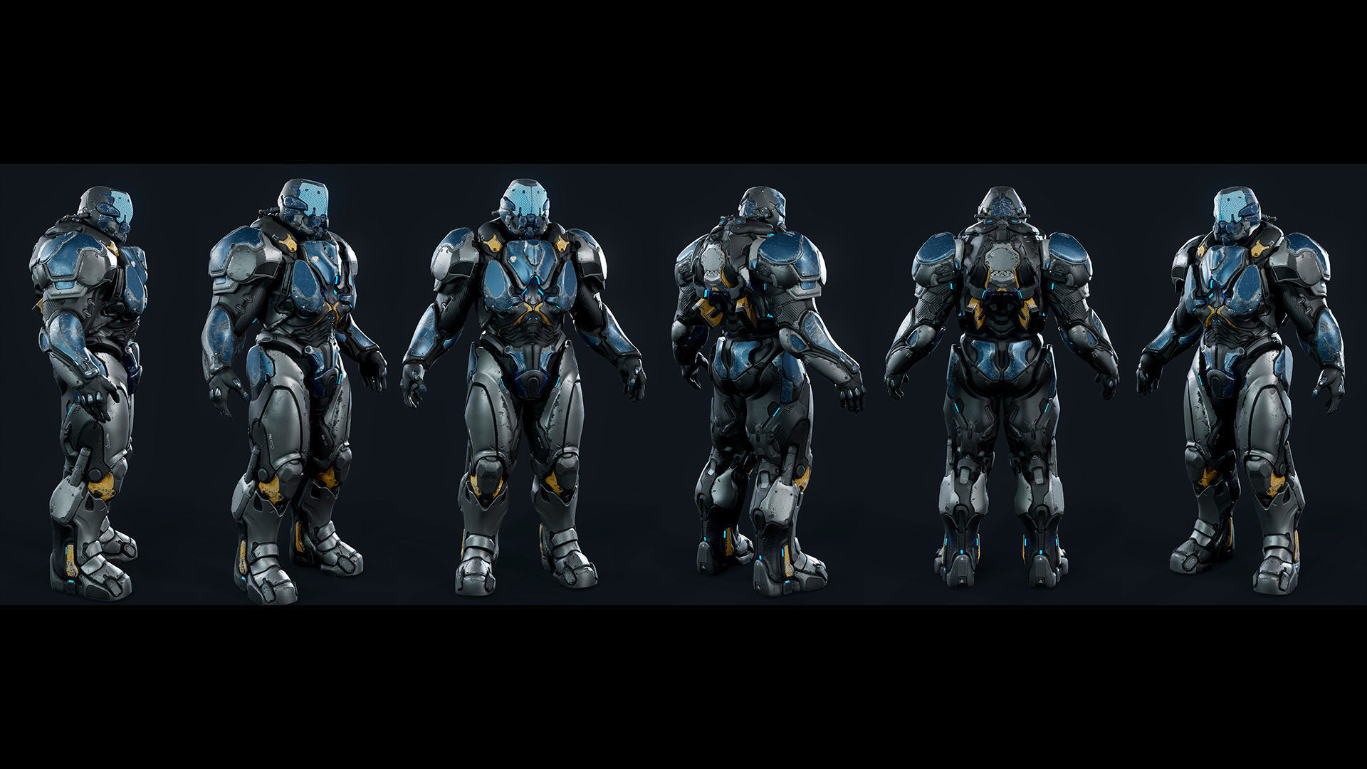 Sci-Fi Heavy Armored Soldier Character with PBR materials Low-poly 3D model_23