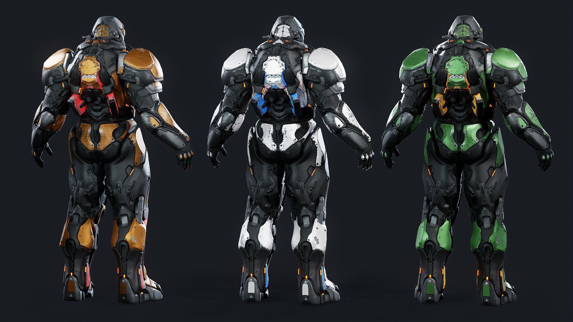 Sci-Fi Heavy Armored Soldier Character with PBR materials Low-poly 3D model_16