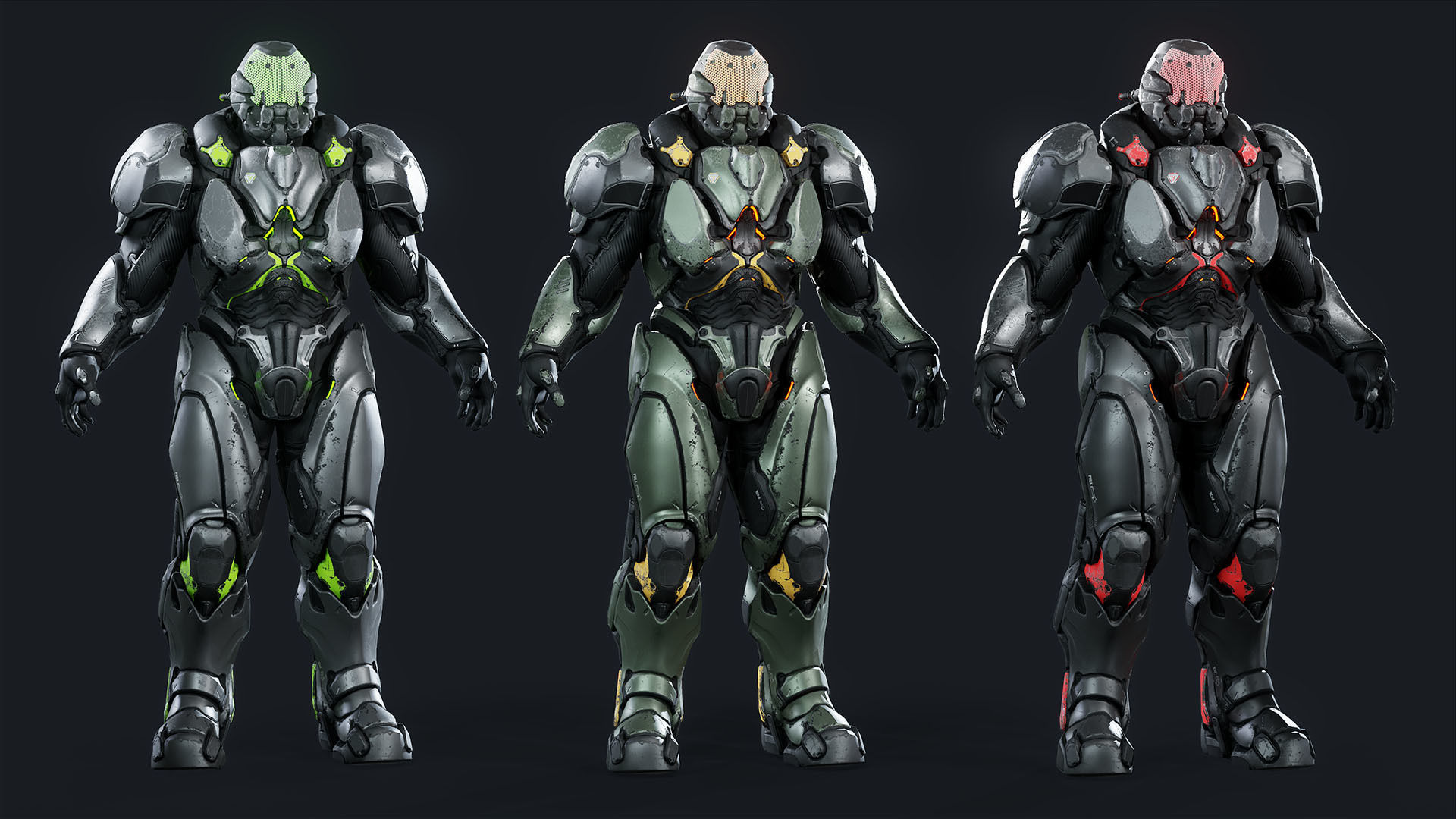 Sci-Fi Heavy Armored Soldier Character with PBR materials Low-poly 3D model_13