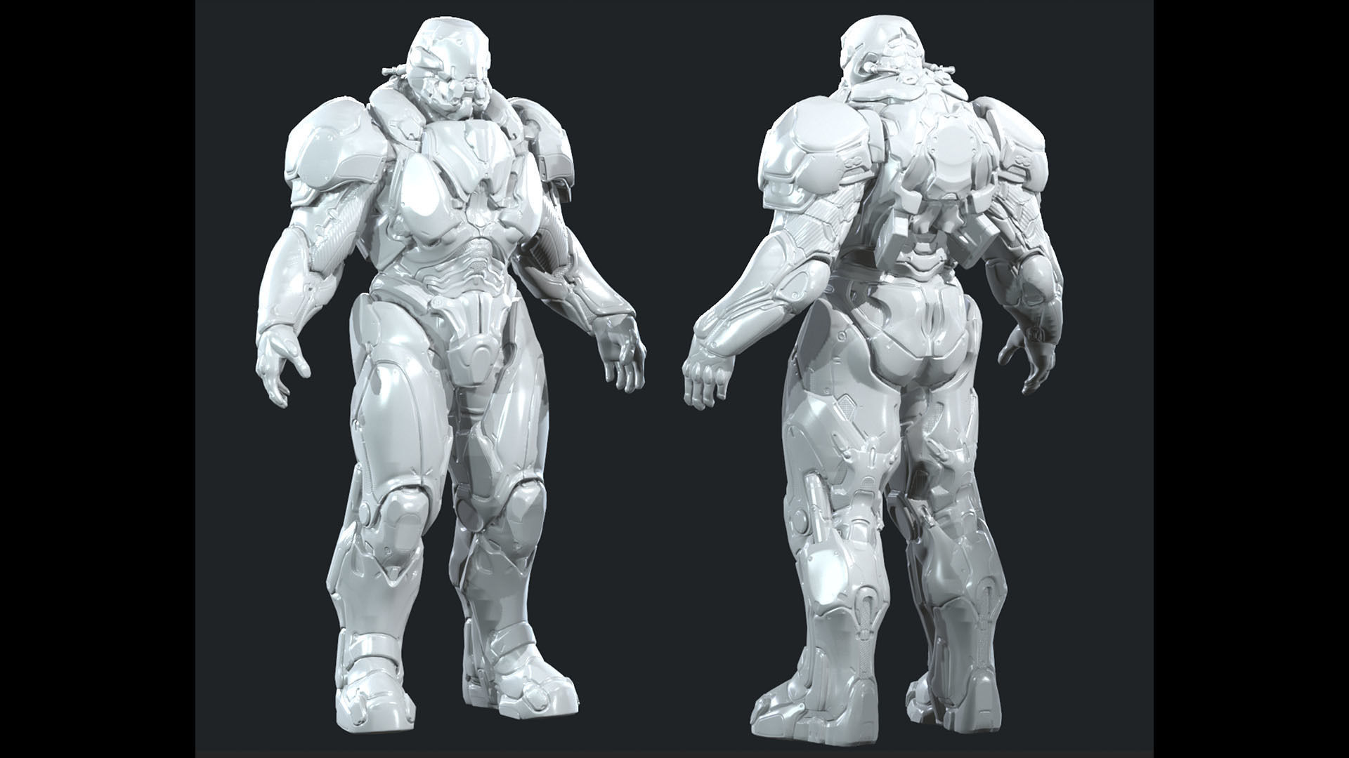 Sci-Fi Heavy Armored Soldier Character with PBR materials Low-poly 3D model_29