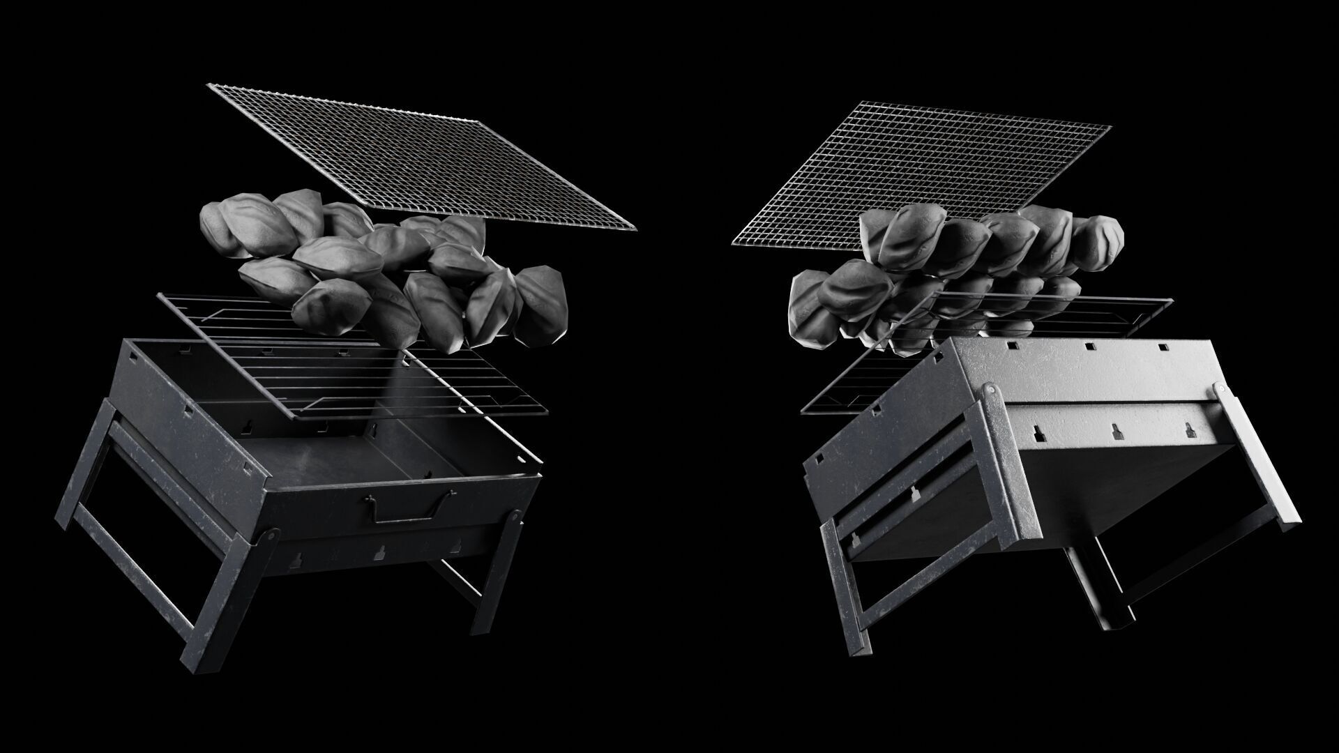 Barbecue Grill Low-poly 3D model_3