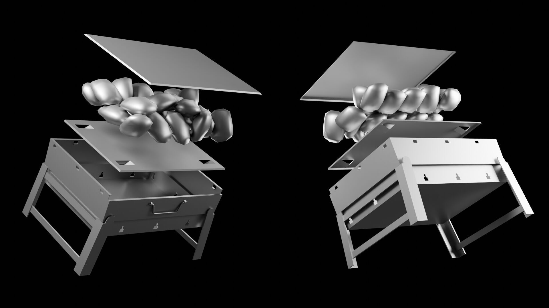 Barbecue Grill Low-poly 3D model_12