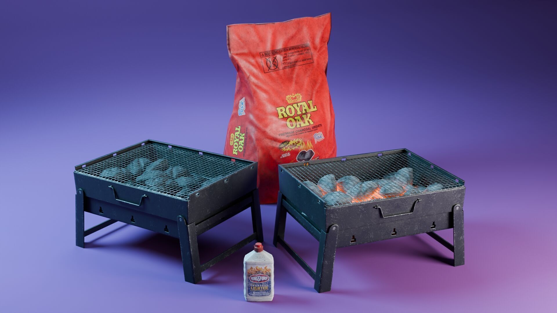 Barbecue Grill Low-poly 3D model_2