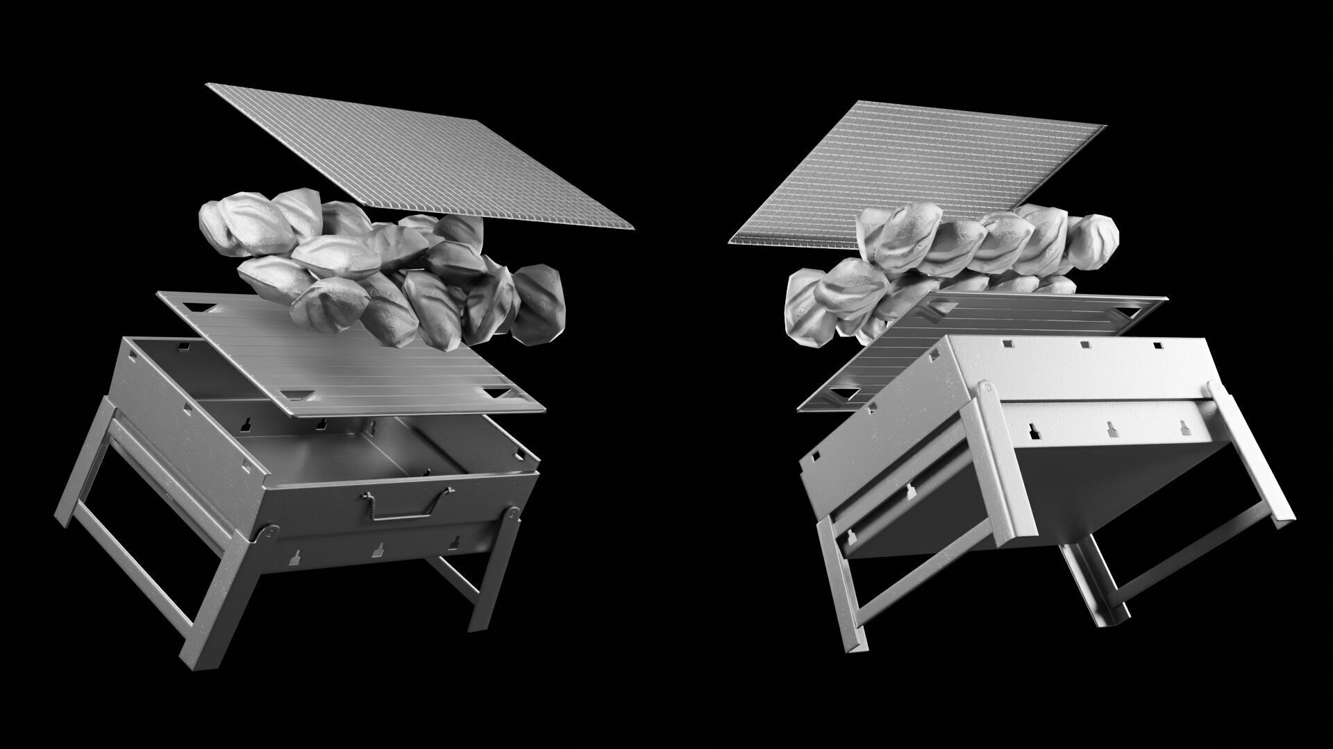 Barbecue Grill Low-poly 3D model_16