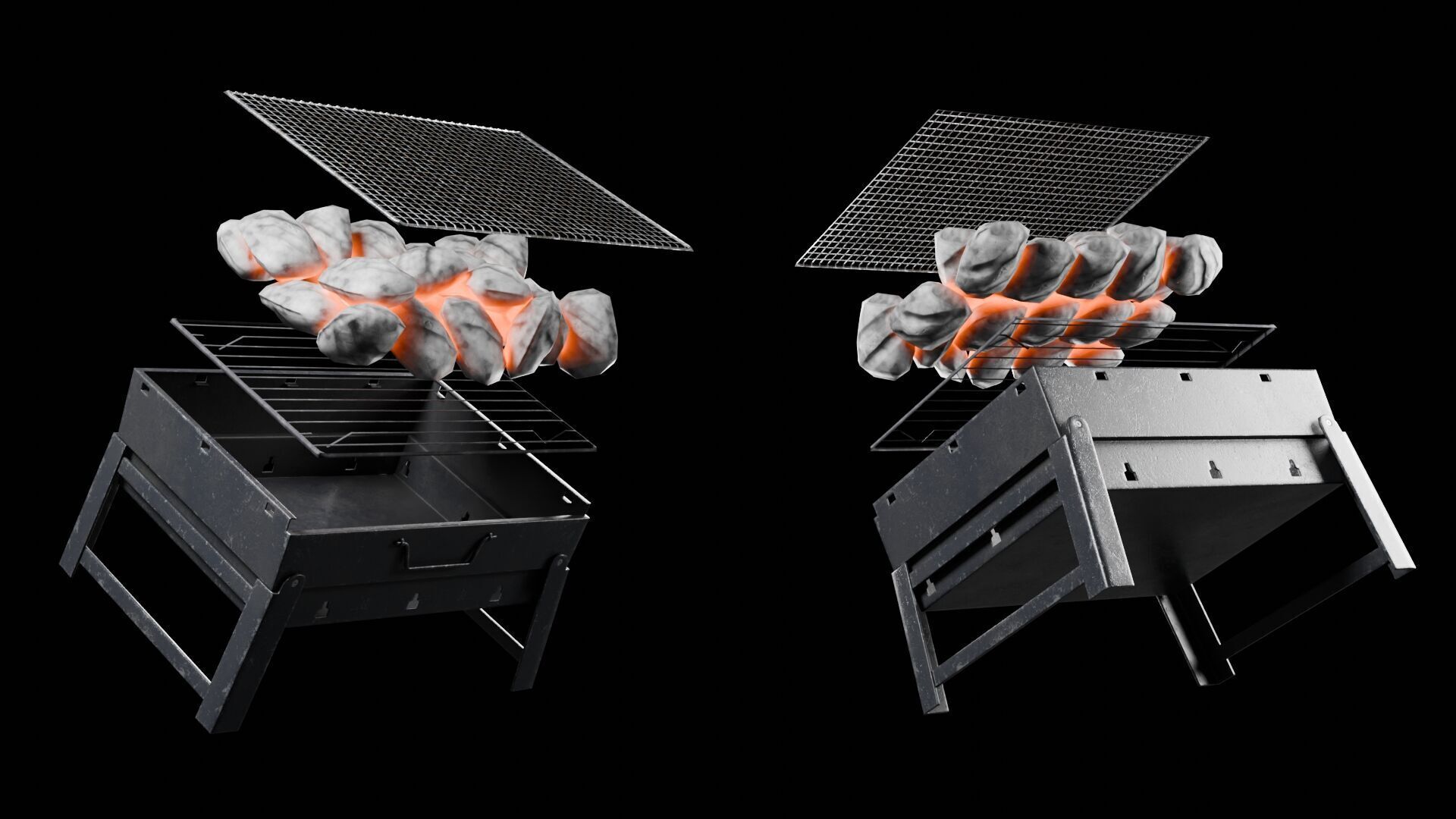 Barbecue Grill Low-poly 3D model_4