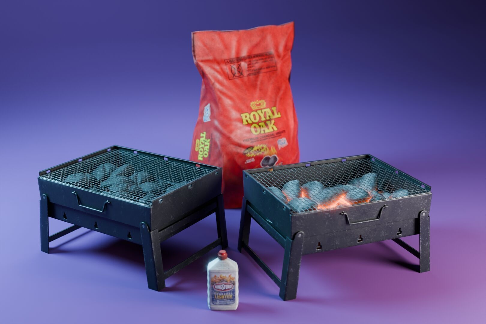 Barbecue Grill Low-poly 3D model_0