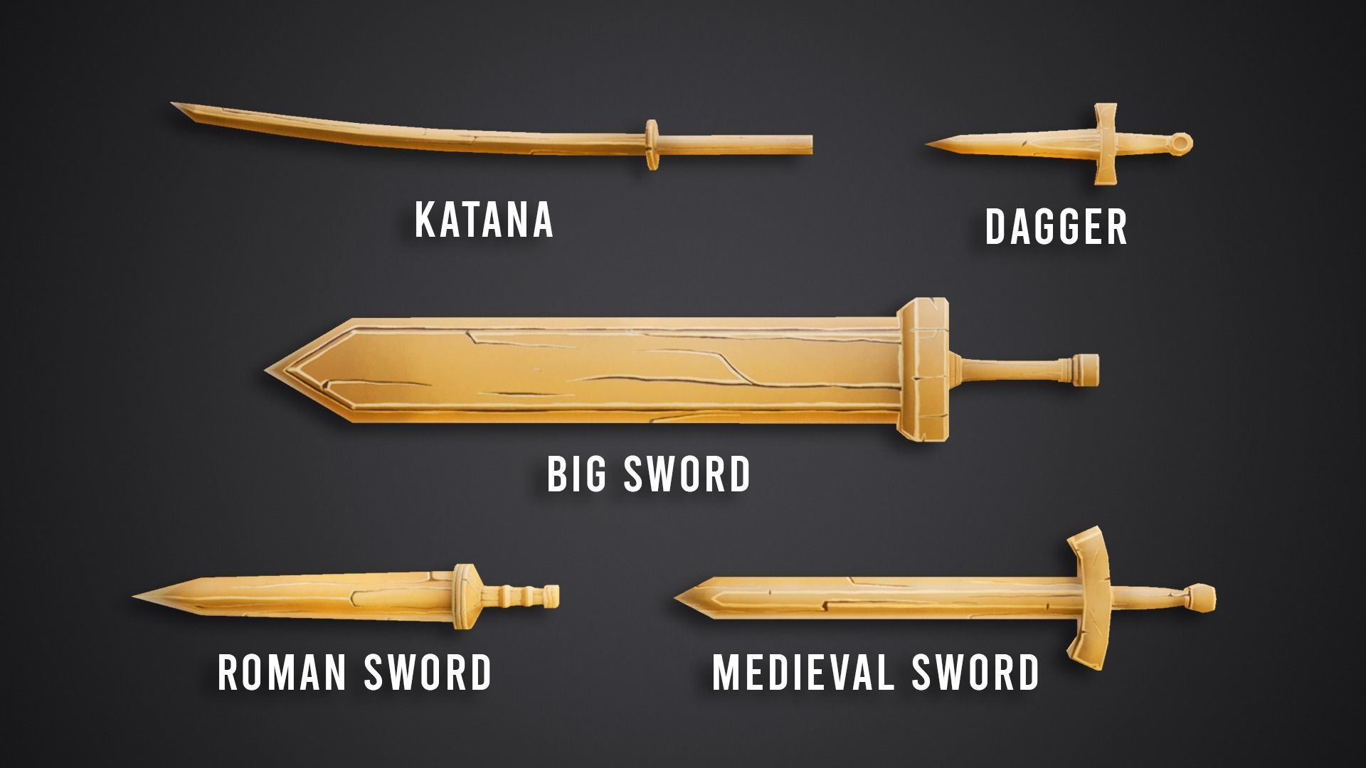 Stylized Wooden Swords Vol 01 Free low-poly 3D model_2