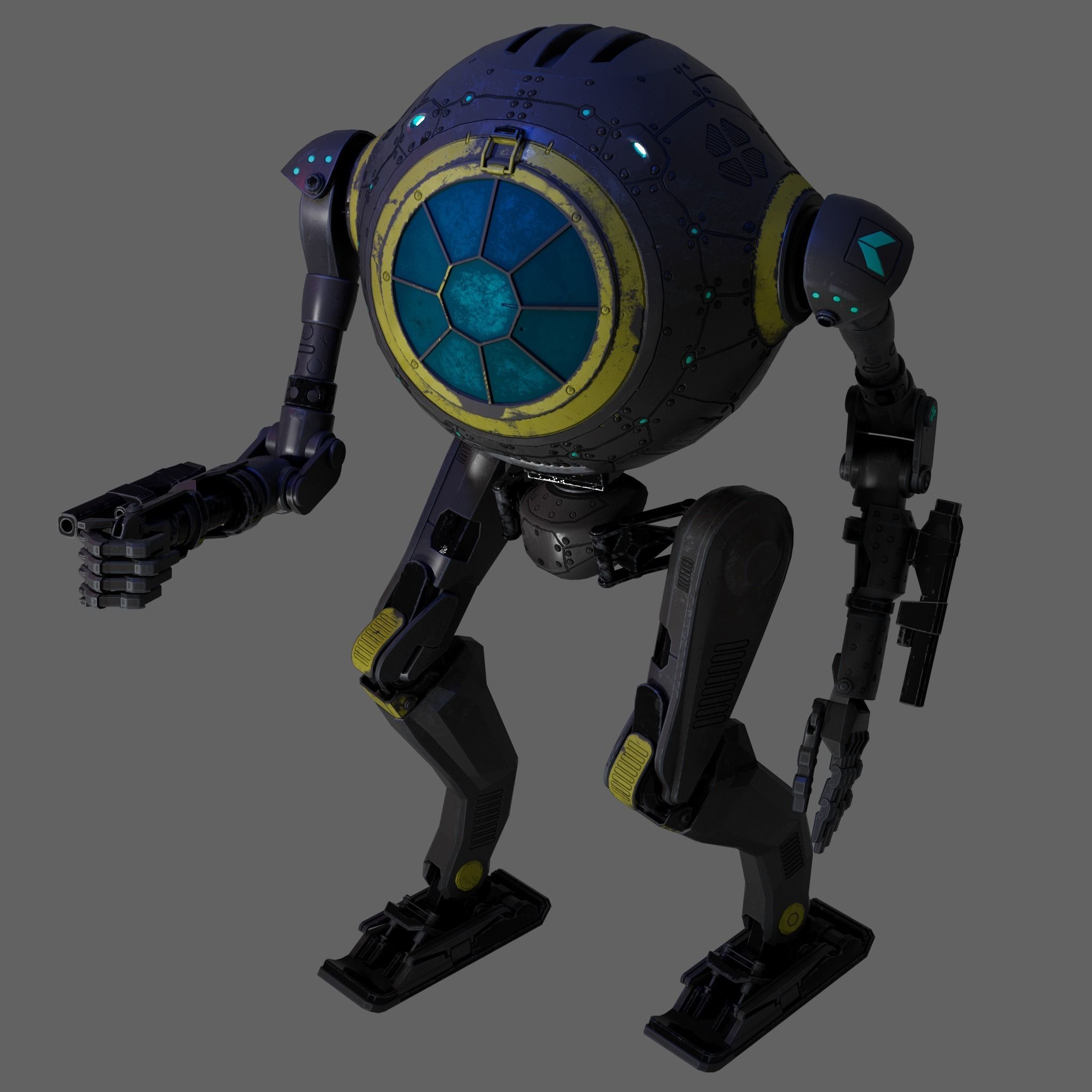 CicleHead Robot  Low-poly 3D model_8
