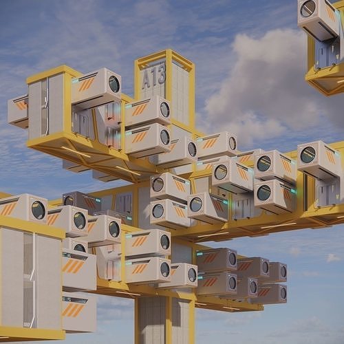 Sci-fi Public Housing 002 3D model 7