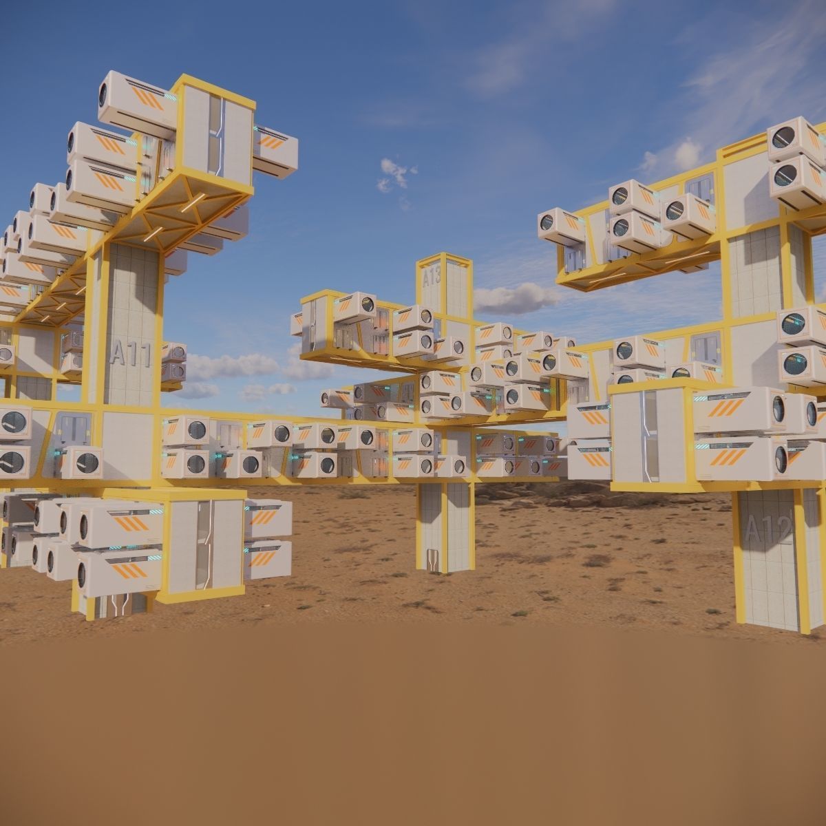 Sci-fi Public Housing 002 3D model_5