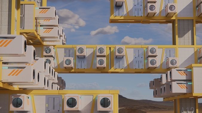 Sci-fi Public Housing 002 3D model 4