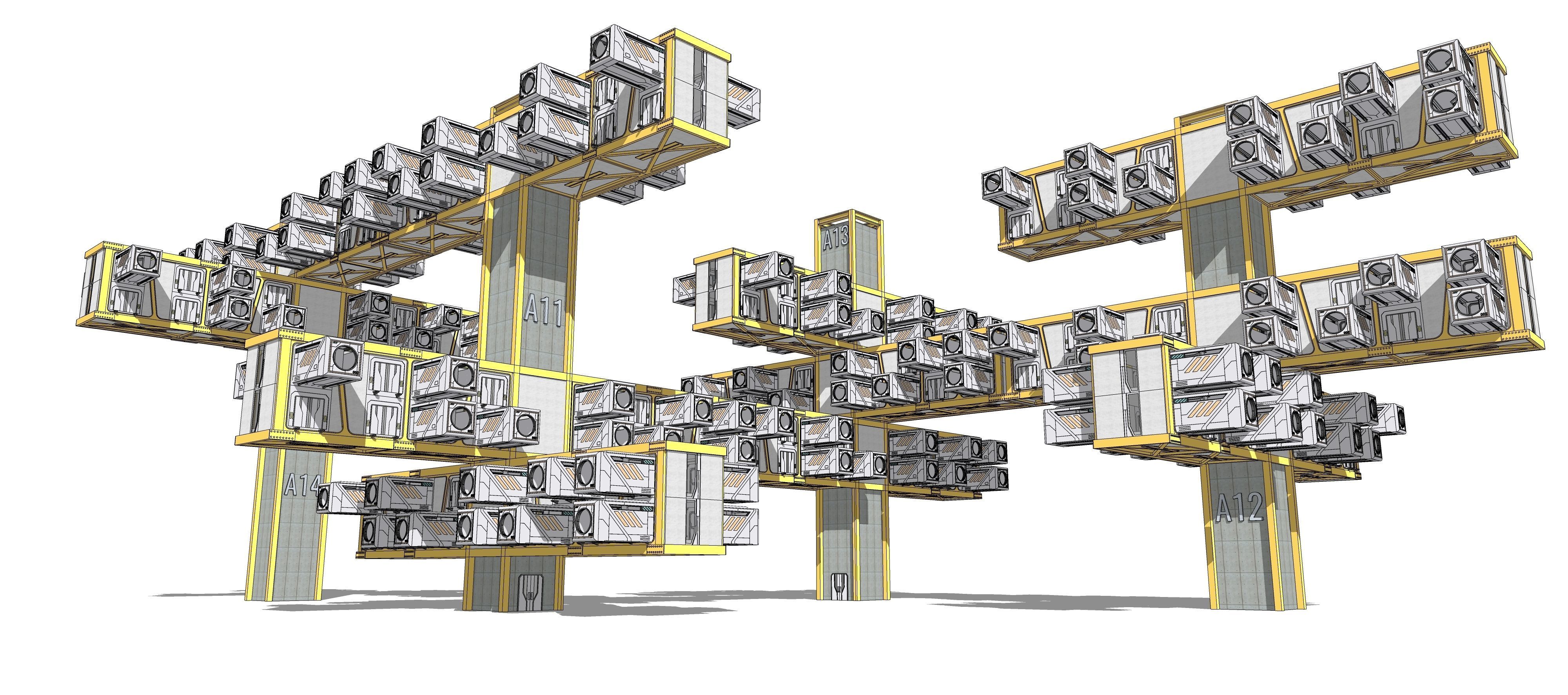 Sci-fi Public Housing 002 3D model_17