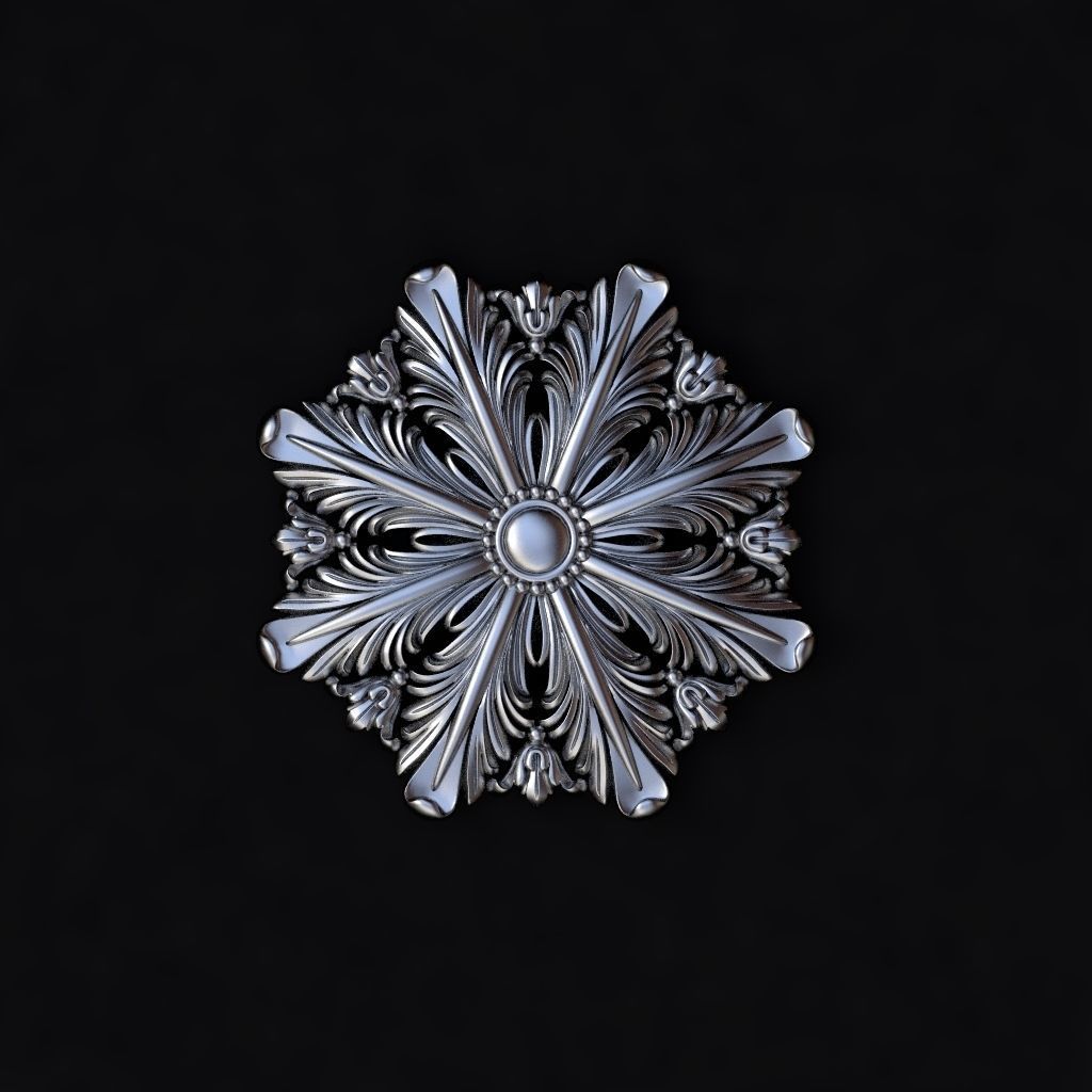 Central decor ornament for furniture 3D model_2