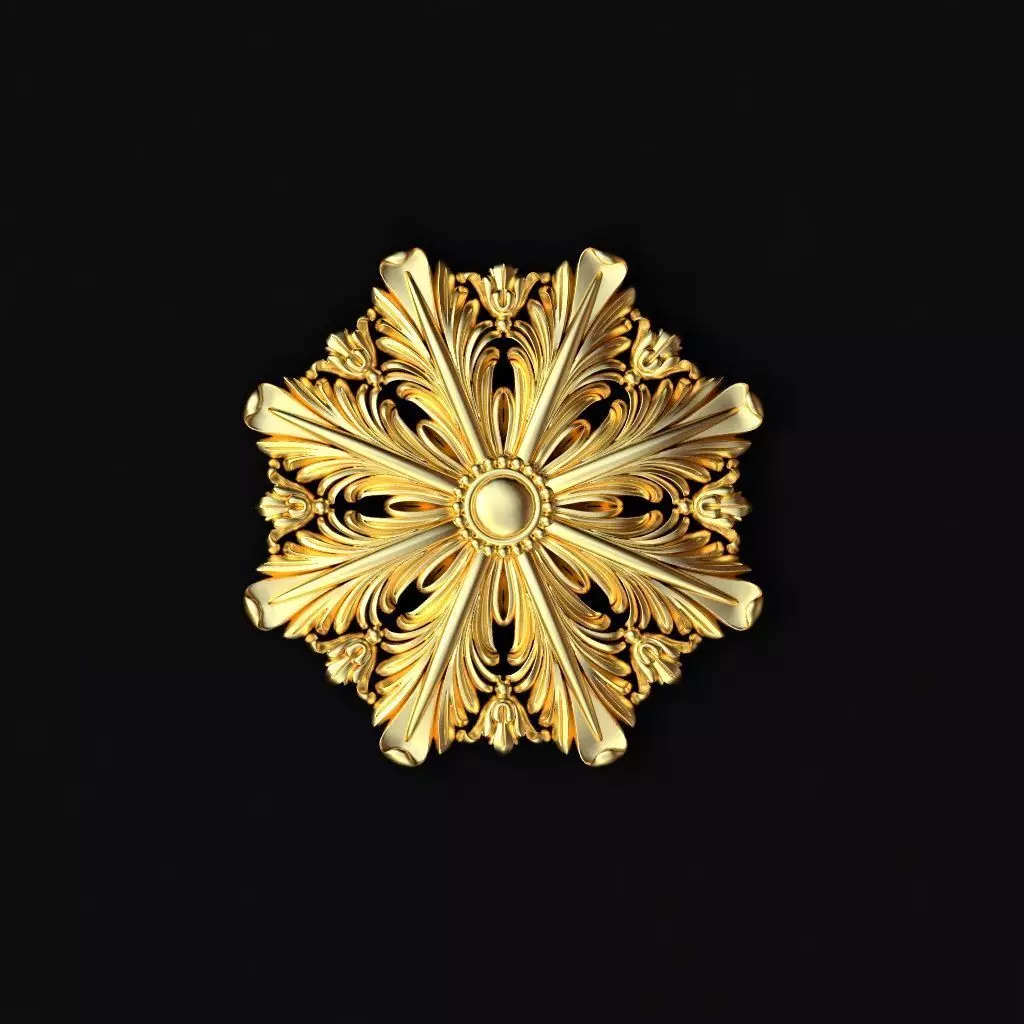 Central decor ornament for furniture 3D model_0