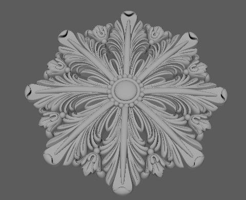 Central decor ornament for furniture 3D model_3