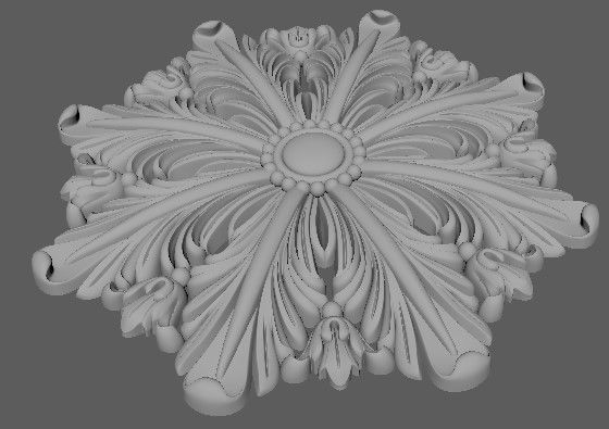 Central decor ornament for furniture 3D model_4