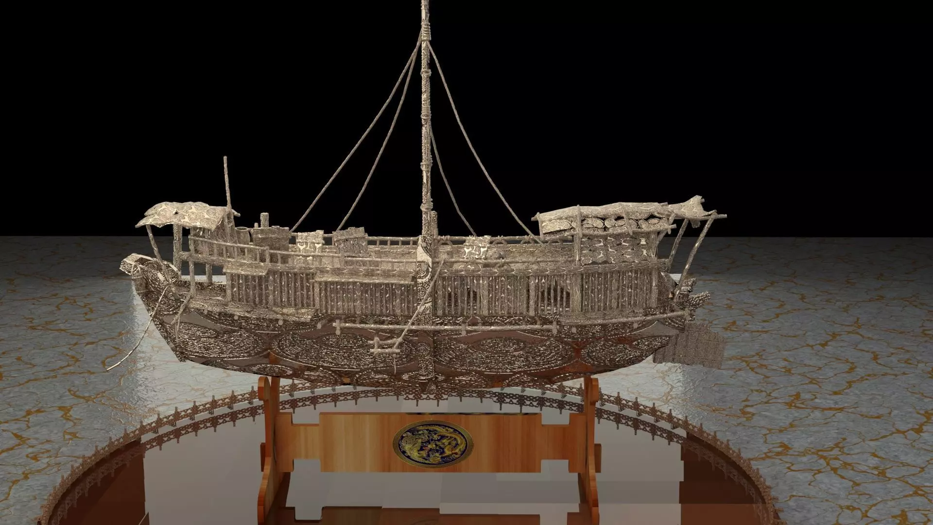 Chinese junk boat 3D model_0