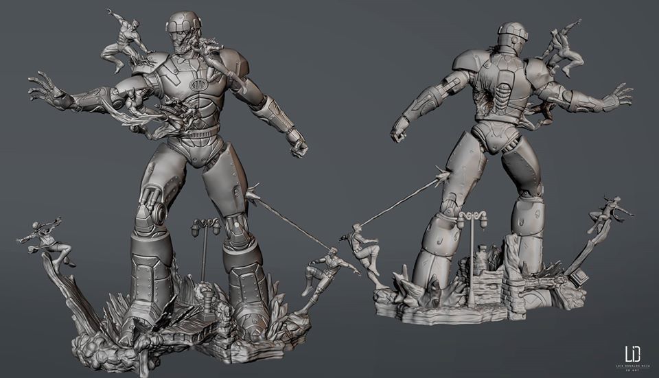 xmen vs sentinel Diorama 3D model 3D printable CGTrader