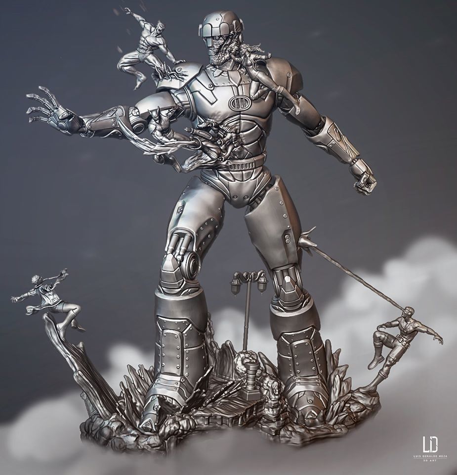 xmen vs sentinel Diorama 3D model 3D printable CGTrader