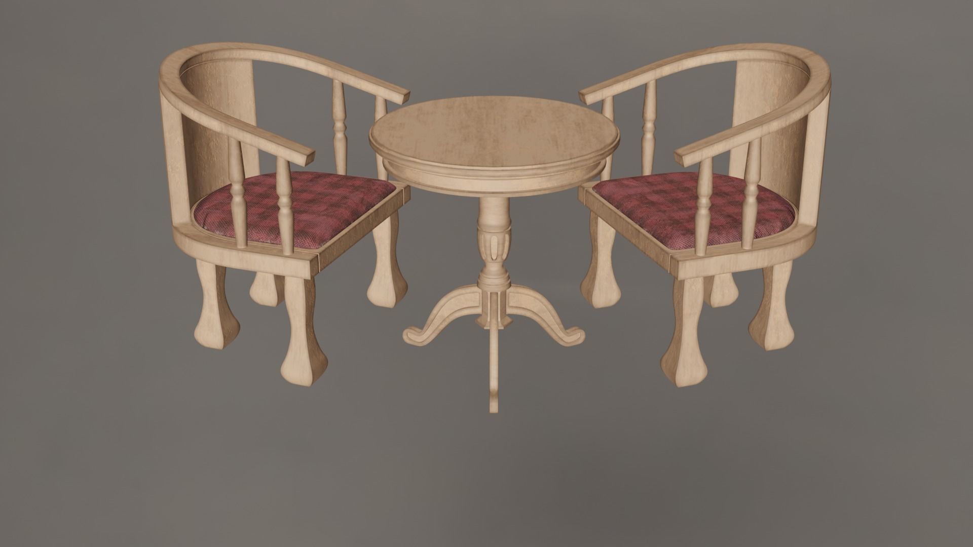 Coffee Table And Chairs Set 3D model_2