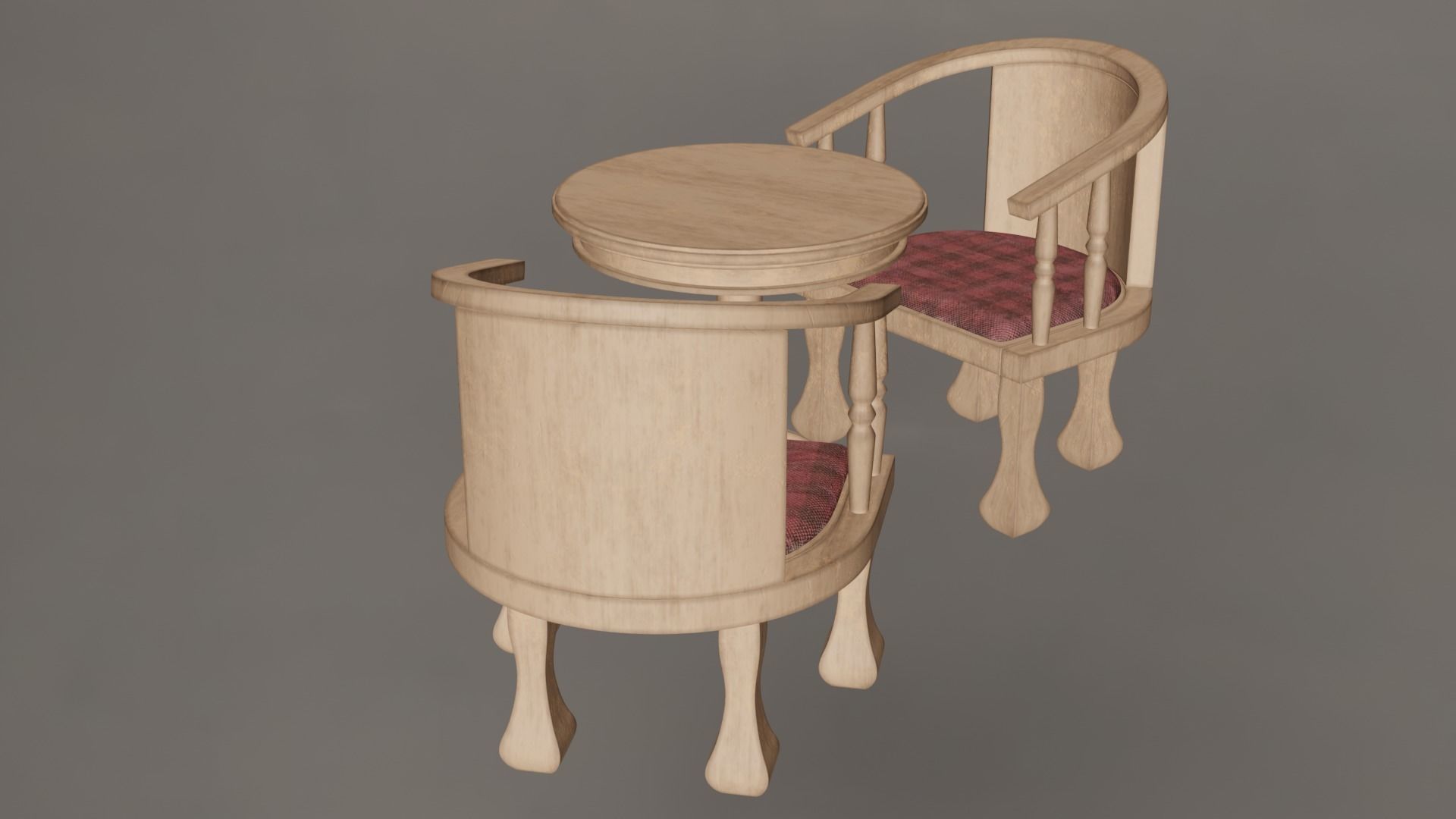 Coffee Table And Chairs Set 3D model_17