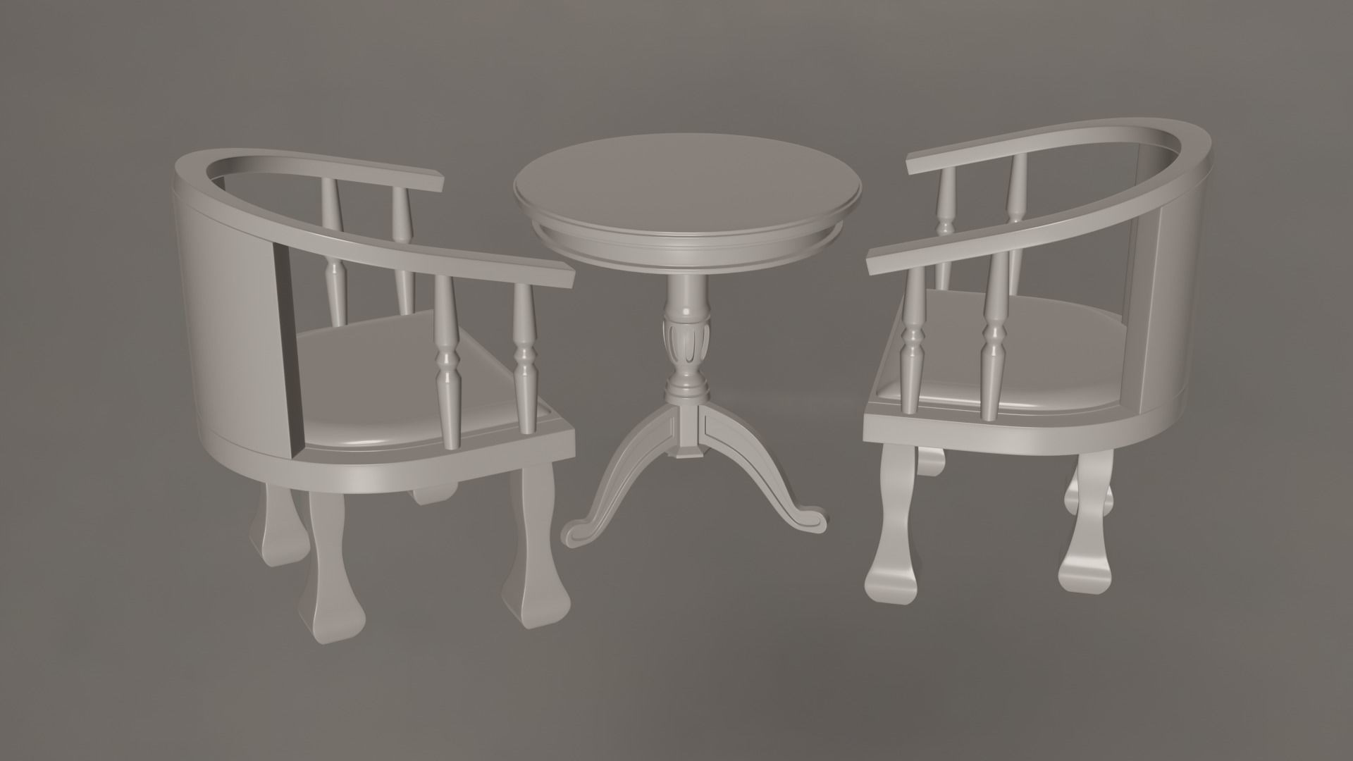 Coffee Table And Chairs Set 3D model_24