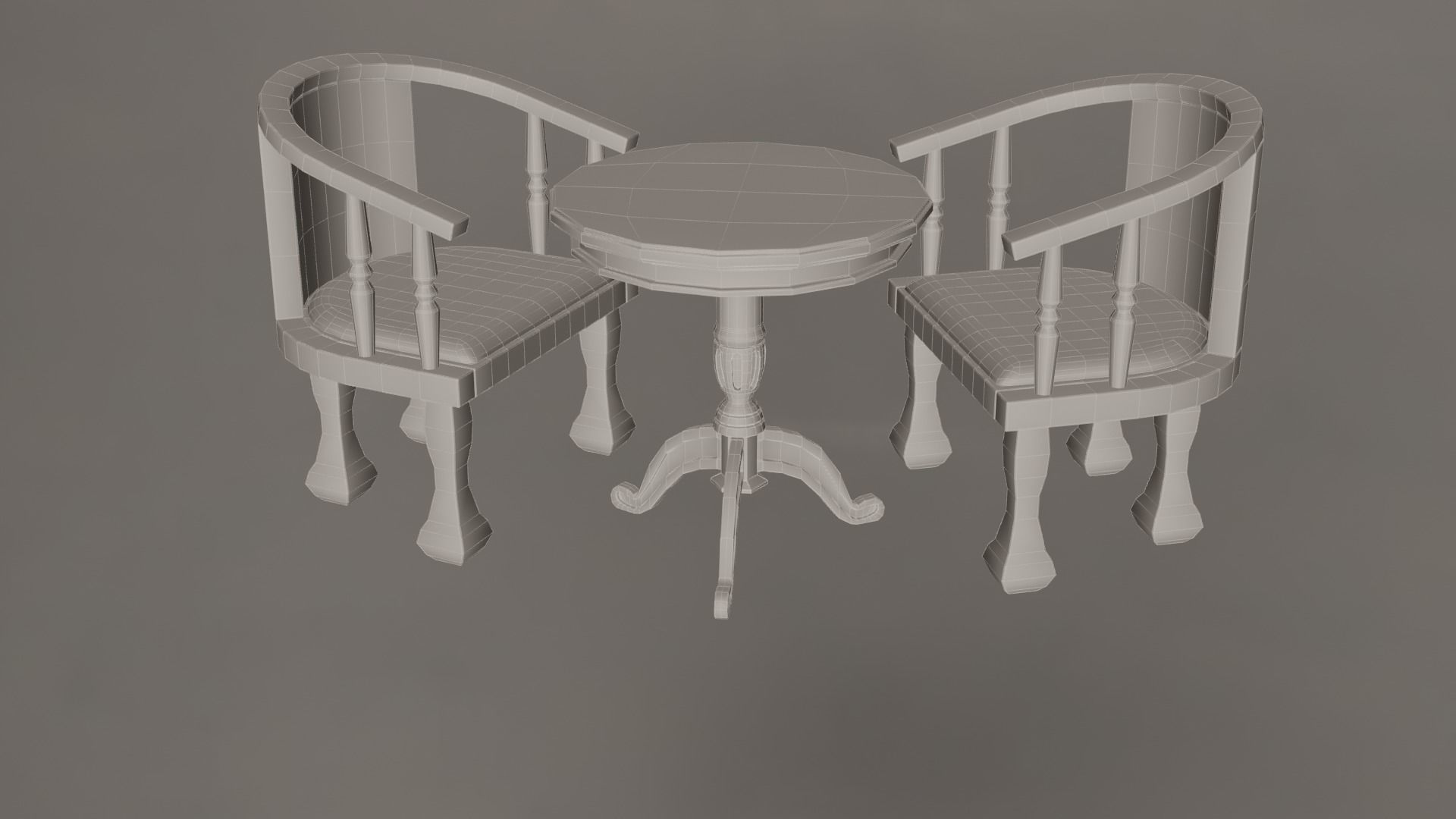 Coffee Table And Chairs Set 3D model_4