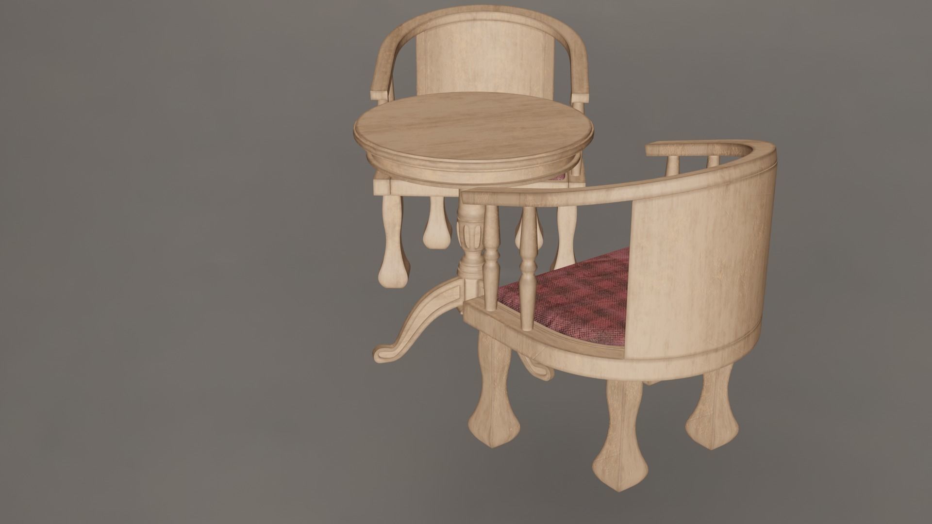 Coffee Table And Chairs Set 3D model_11