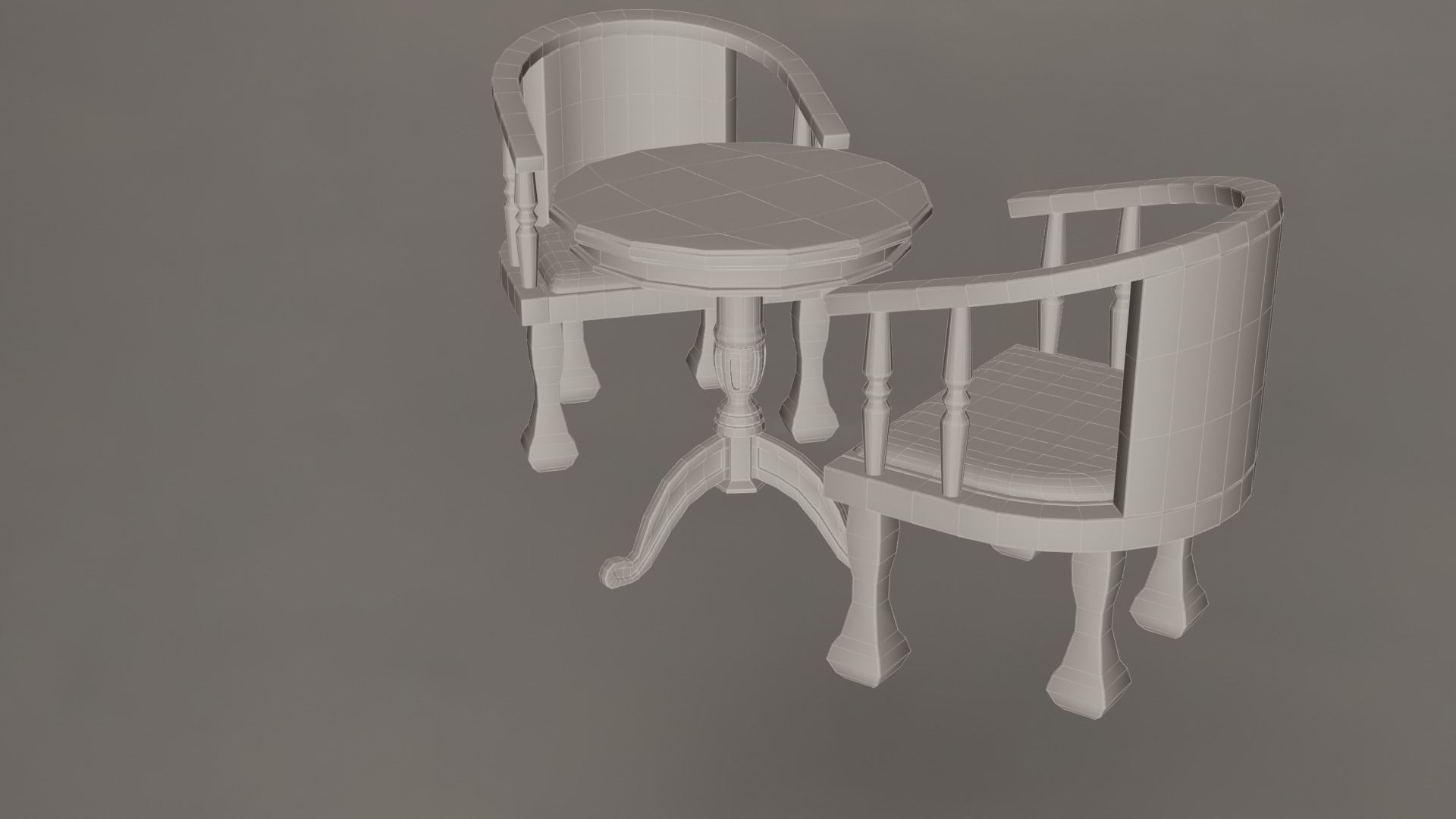 Coffee Table And Chairs Set 3D model_10