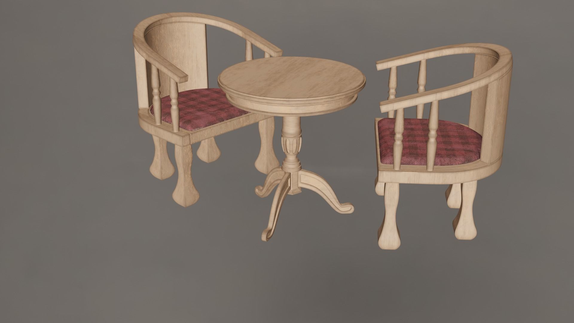 Coffee Table And Chairs Set 3D model_5