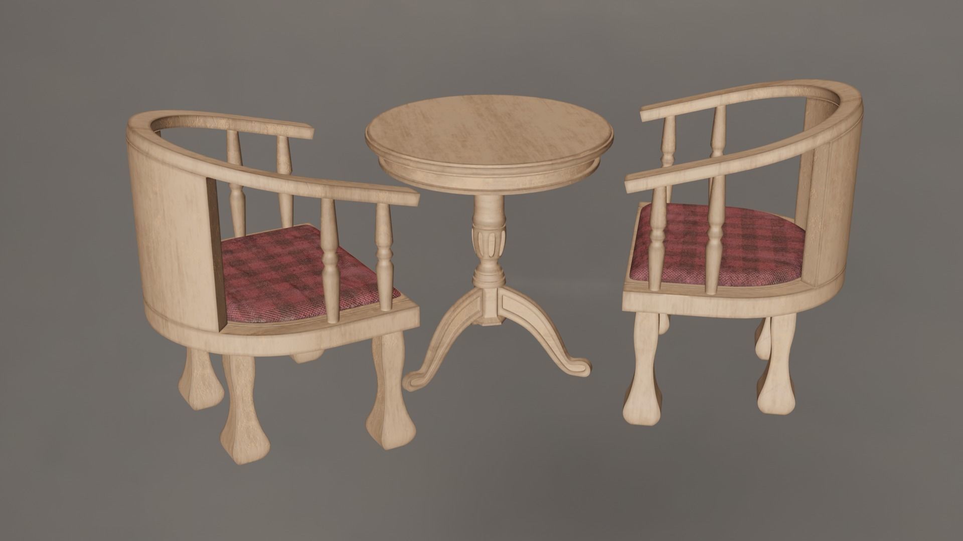 Coffee Table And Chairs Set 3D model_23