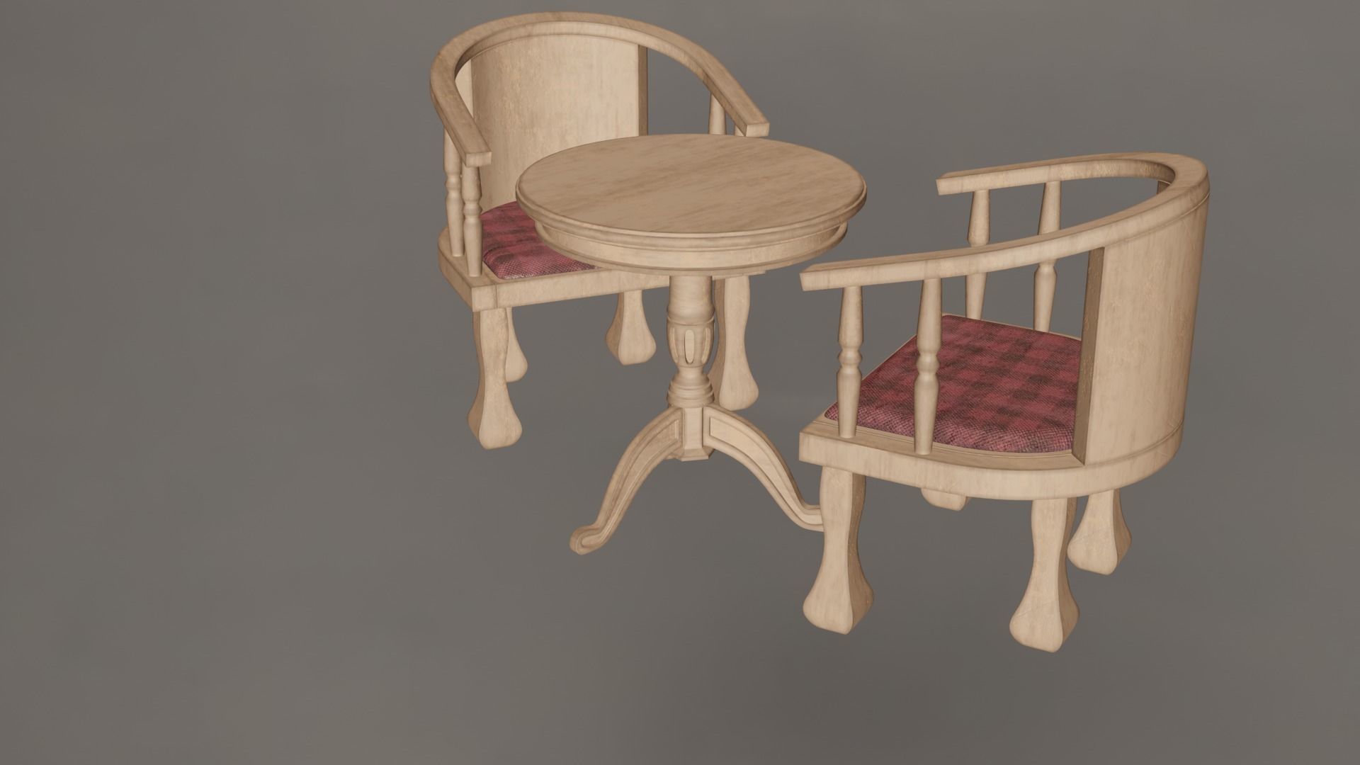Coffee Table And Chairs Set 3D model_8