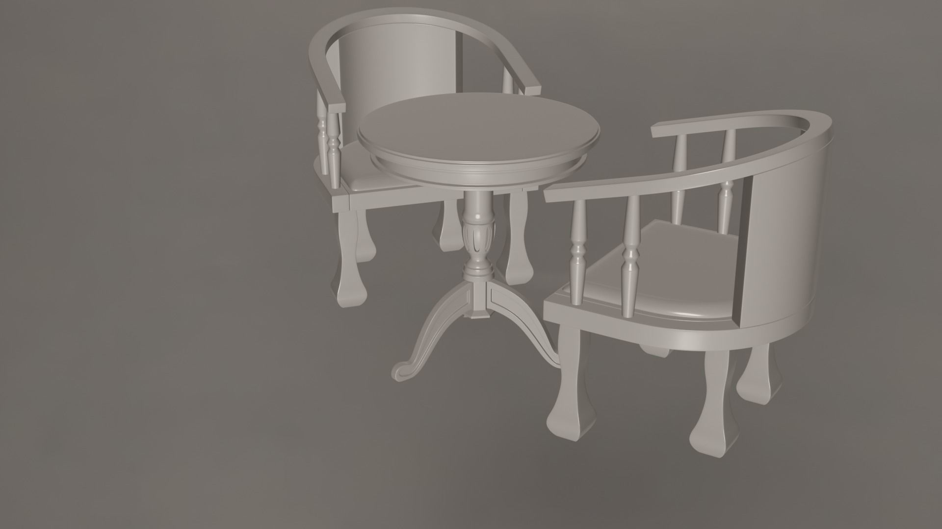 Coffee Table And Chairs Set 3D model_9