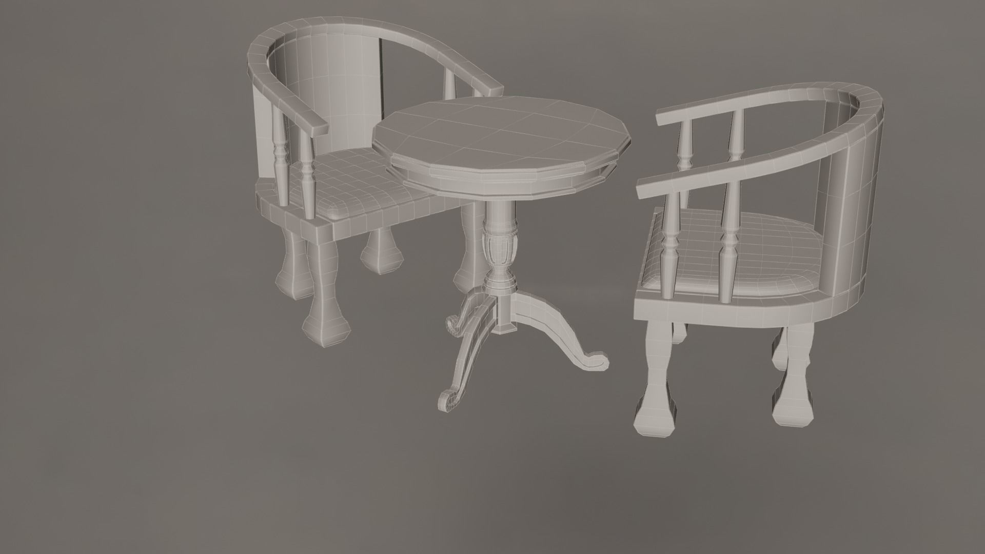 Coffee Table And Chairs Set 3D model_7