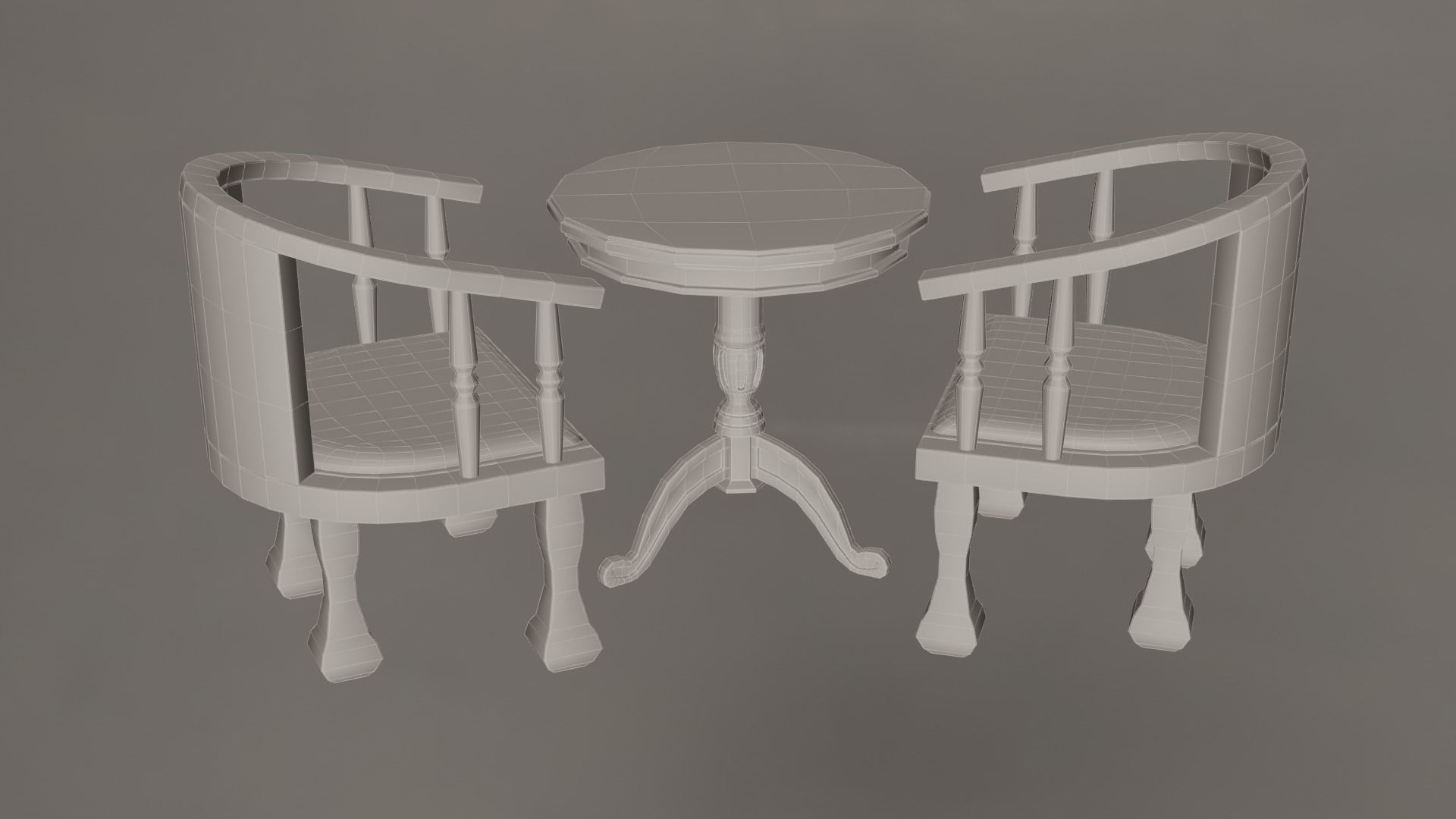Coffee Table And Chairs Set 3D model_25
