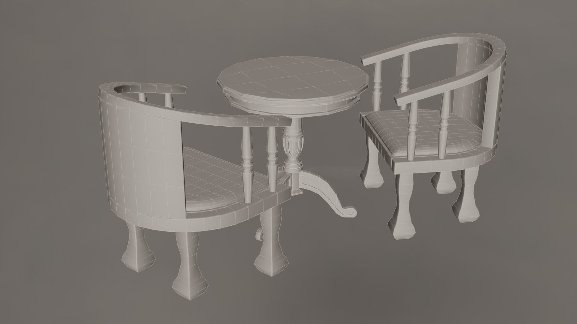 Coffee Table And Chairs Set 3D model_22