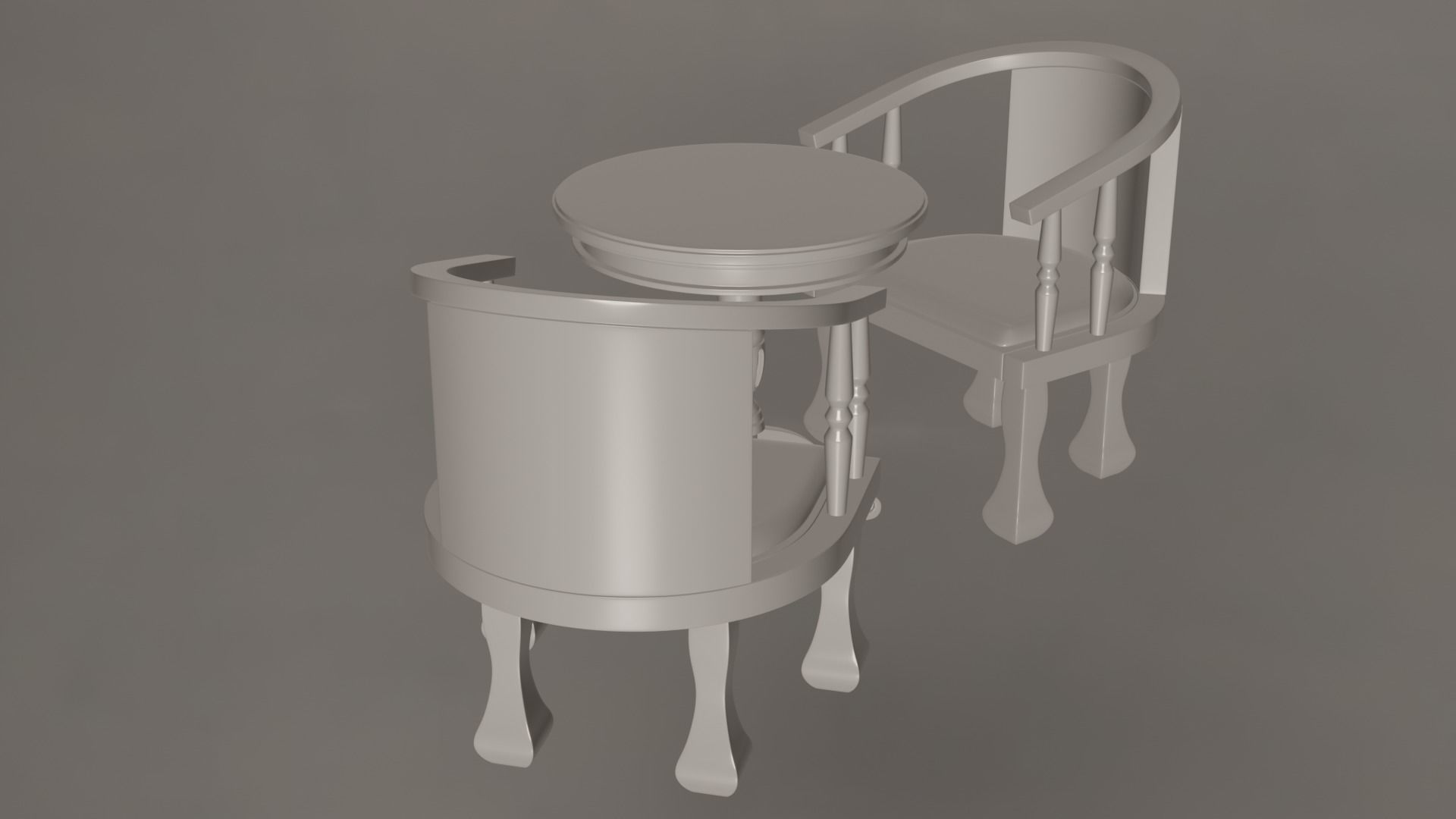 Coffee Table And Chairs Set 3D model_18
