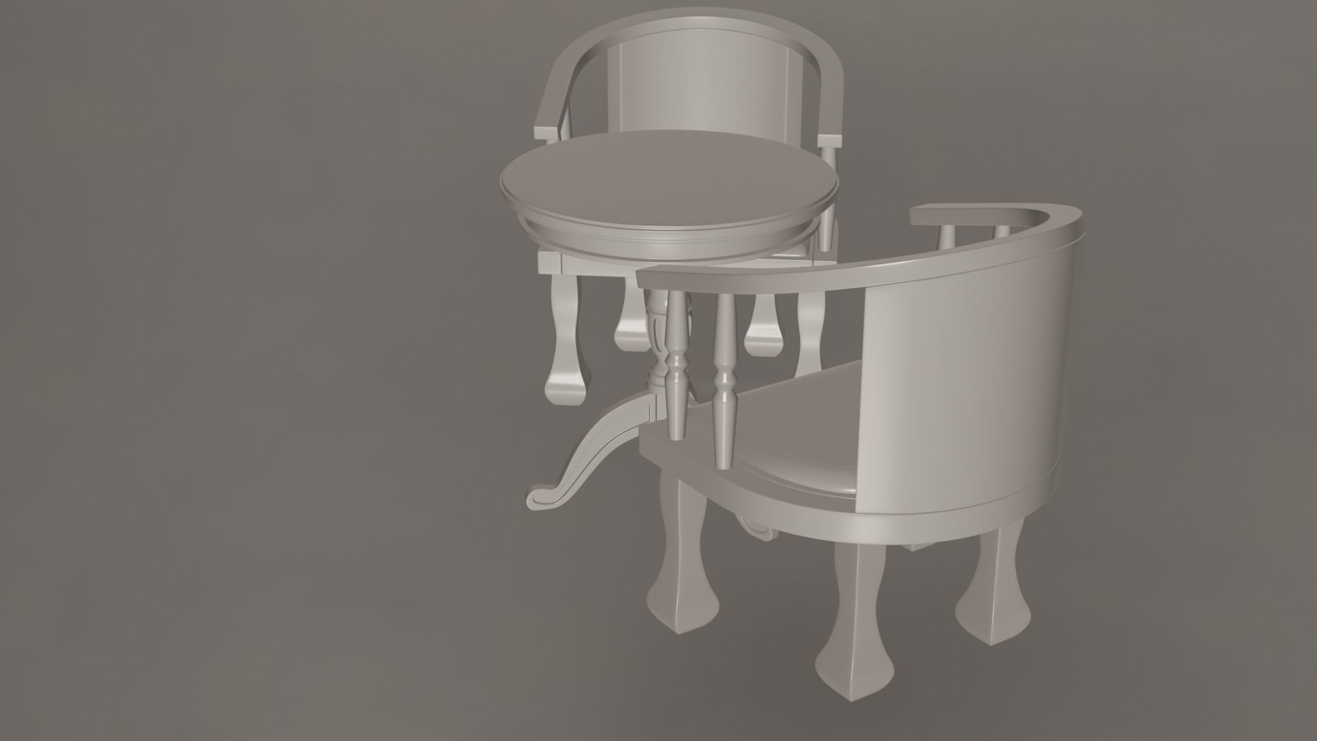 Coffee Table And Chairs Set 3D model_12