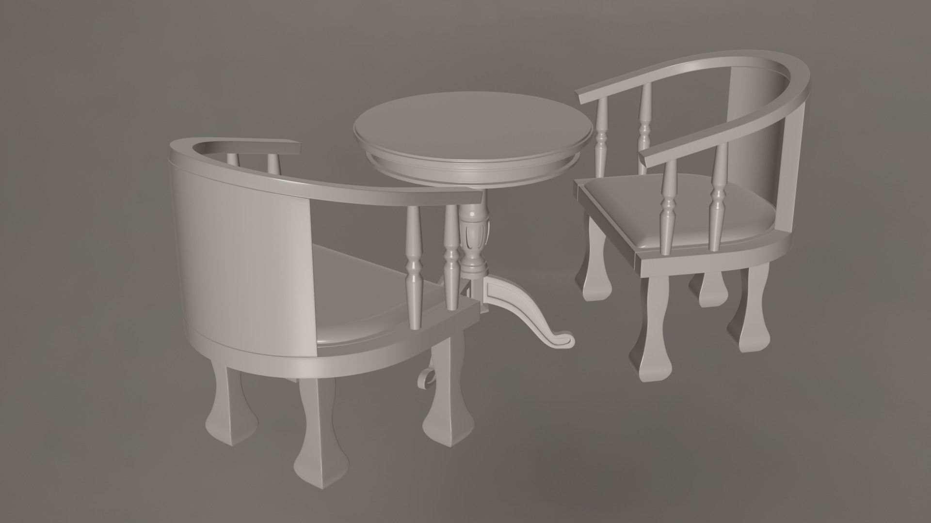 Coffee Table And Chairs Set 3D model_21
