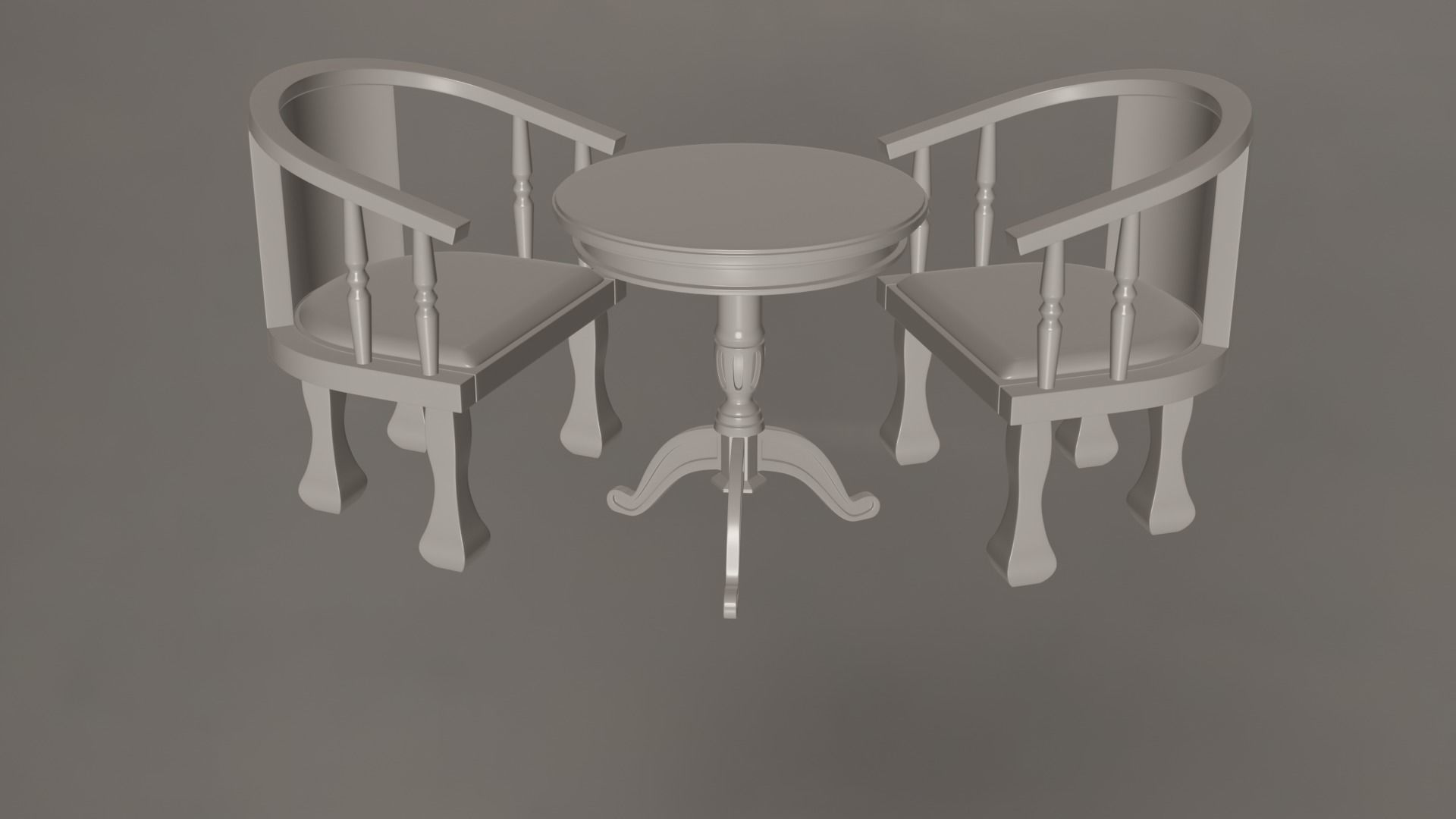 Coffee Table And Chairs Set 3D model_3