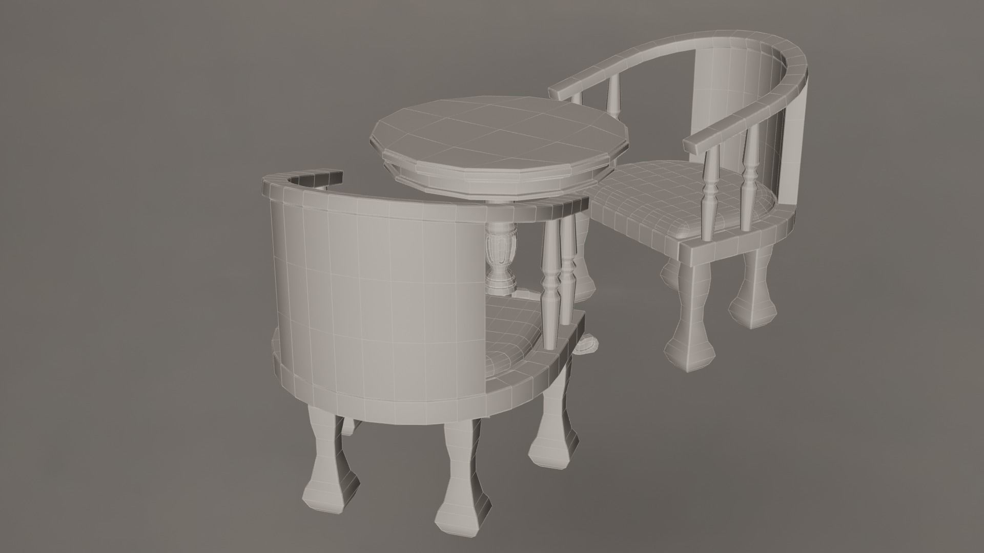 Coffee Table And Chairs Set 3D model_19