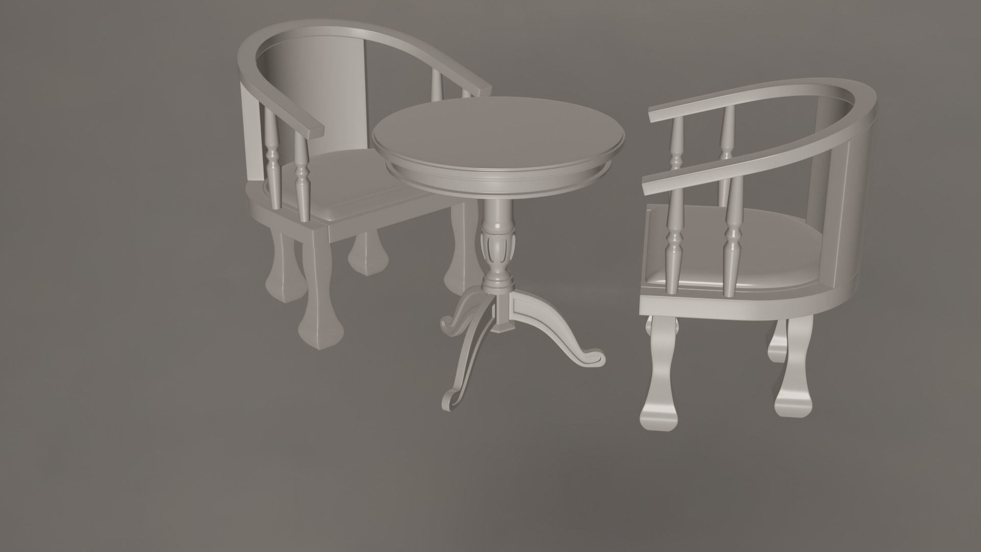 Coffee Table And Chairs Set 3D model_6
