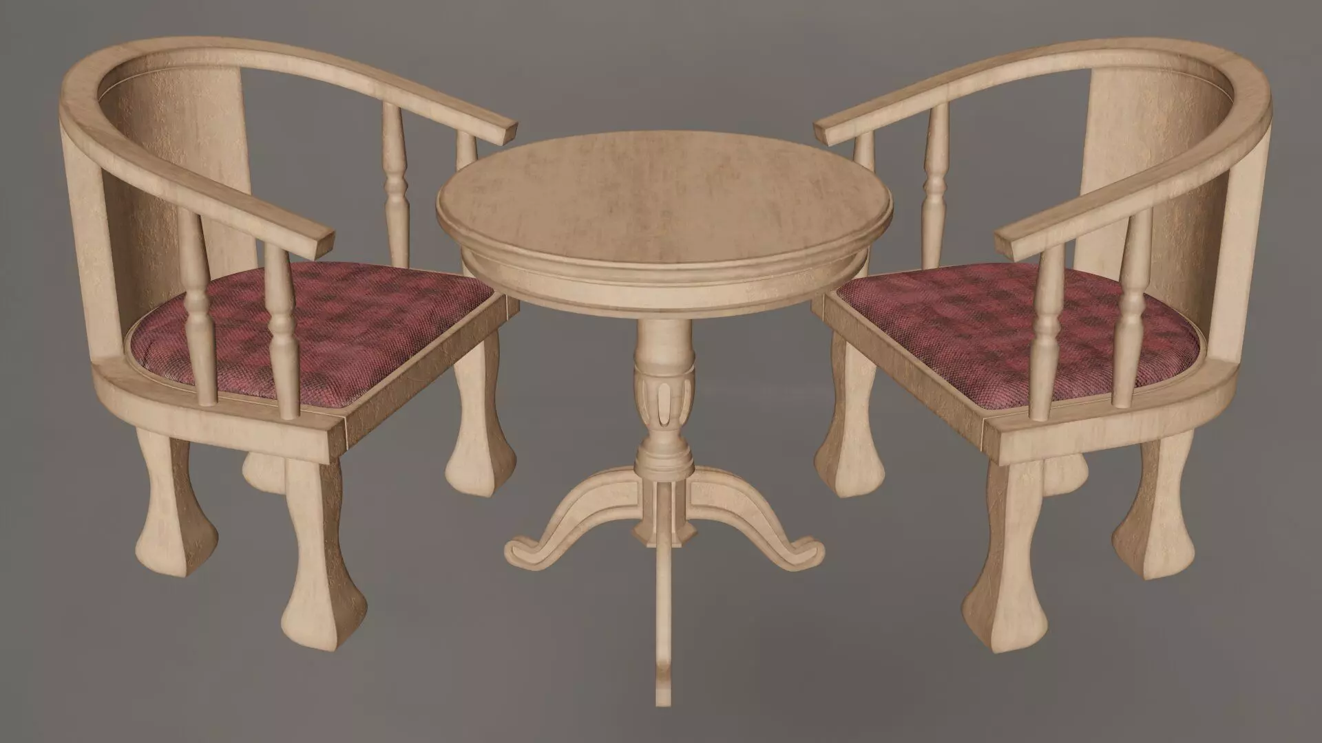 Coffee Table And Chairs Set 3D model_0