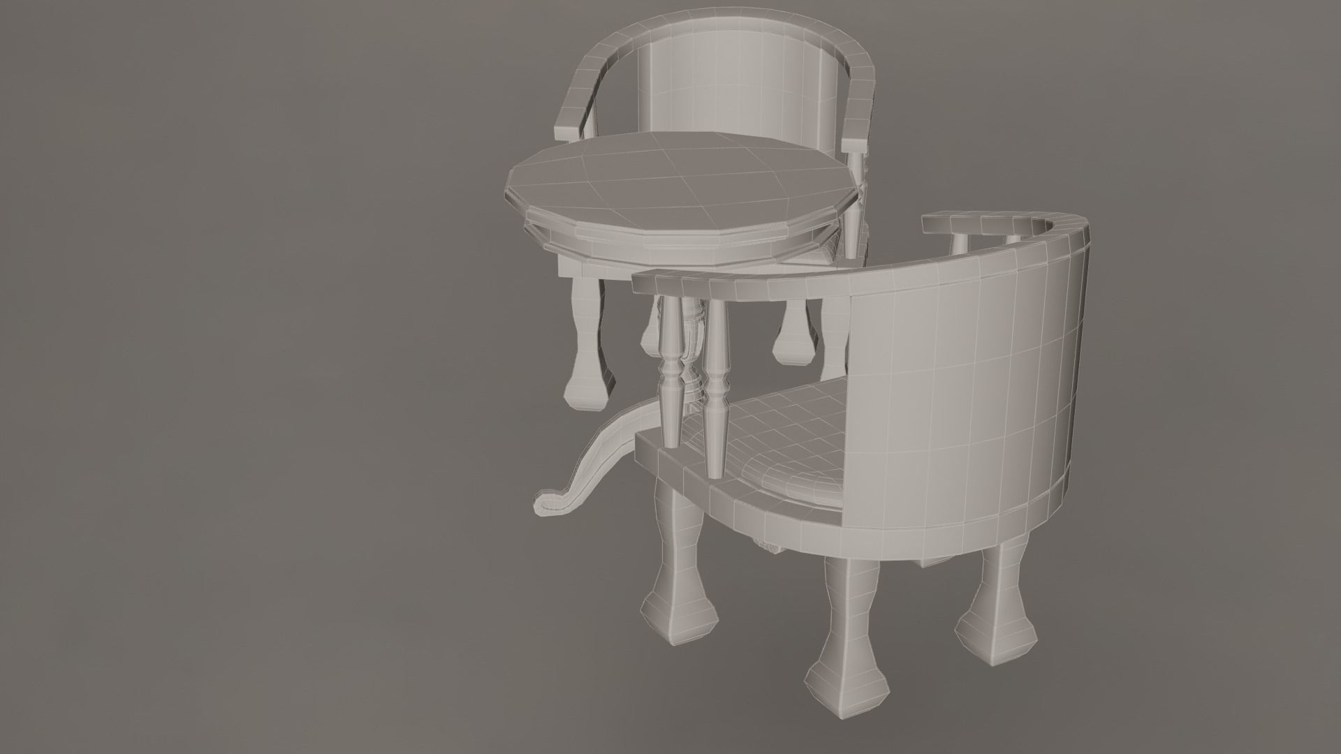 Coffee Table And Chairs Set 3D model_13