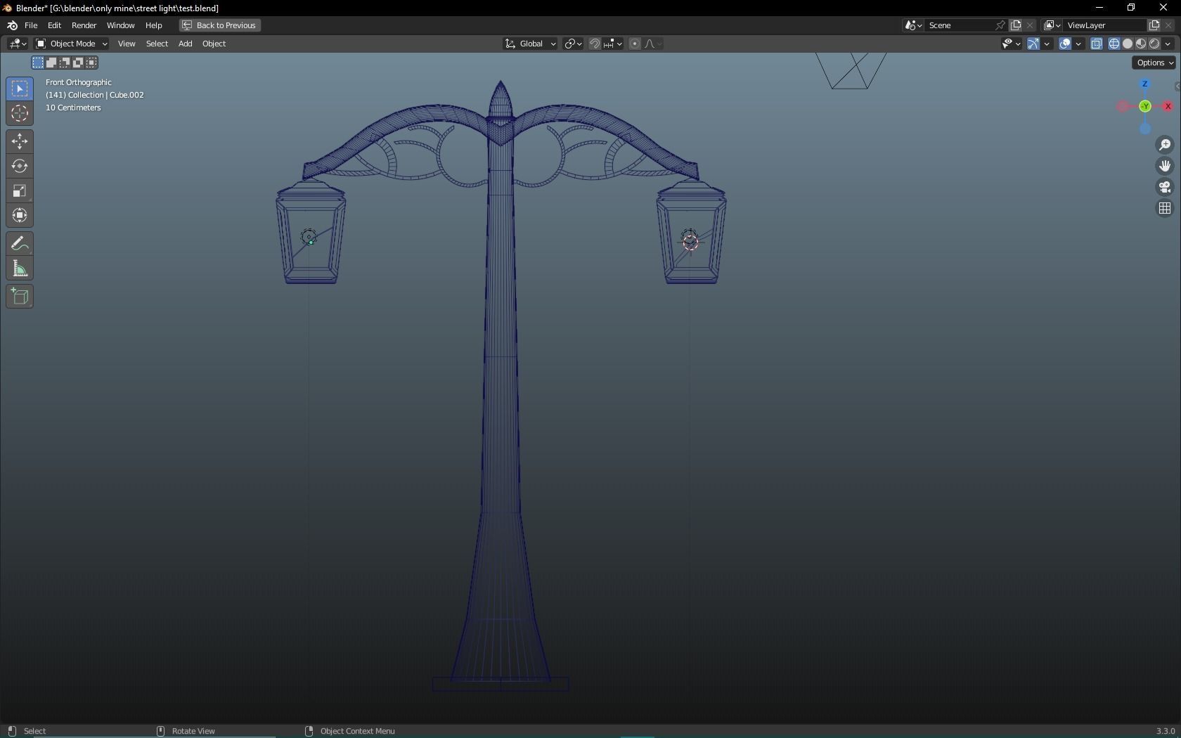 Old Street Lamp Low-poly 3D model_1