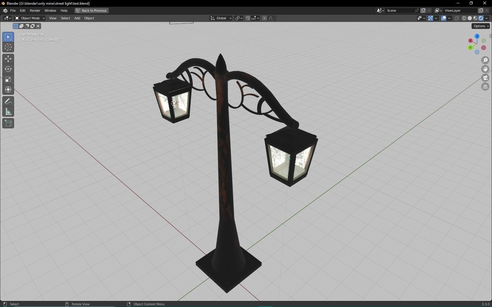 Old Street Lamp Low-poly 3D model_3