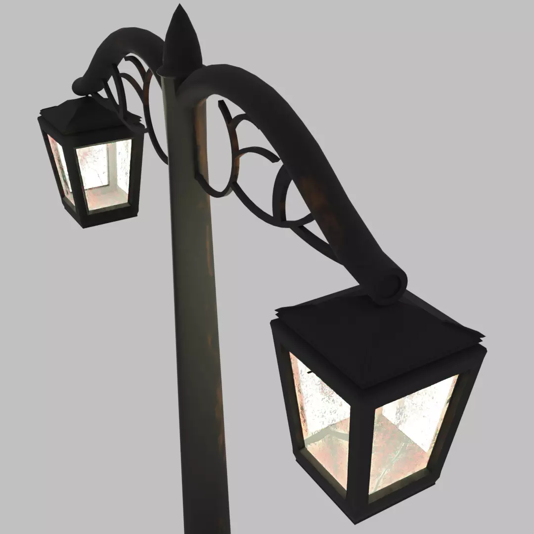 Old Street Lamp Low-poly 3D model_0