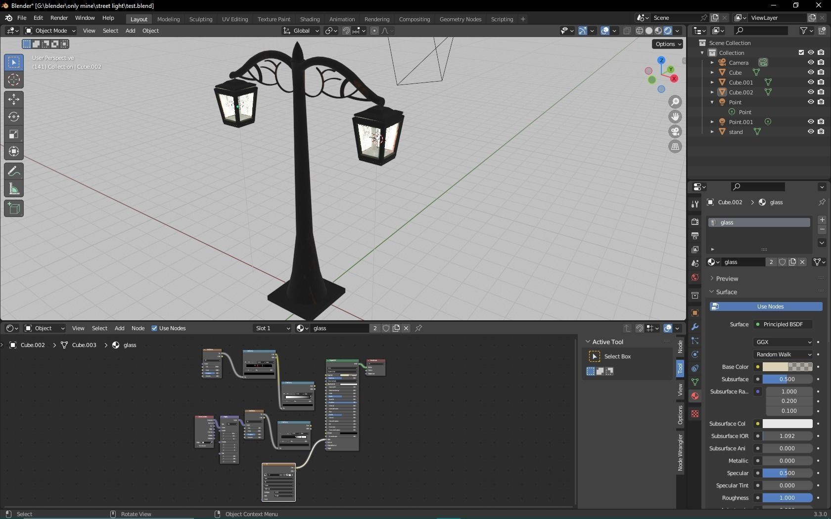 Old Street Lamp Low-poly 3D model_2