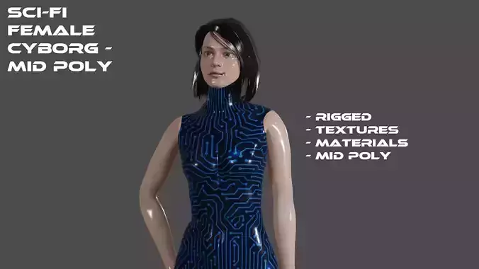 Sci-fi sexy female - Mid poly 3D model