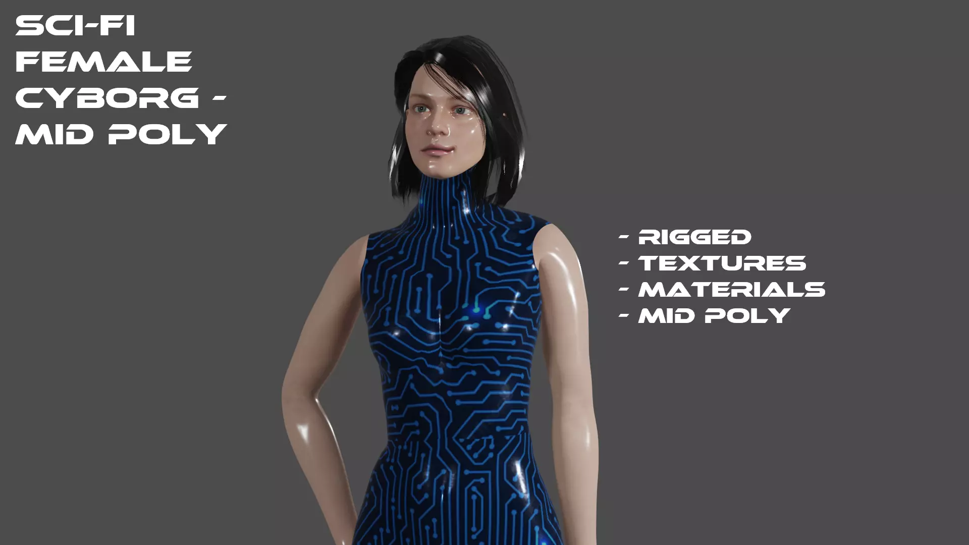 Sci-fi sexy female - Mid poly 3D model_0